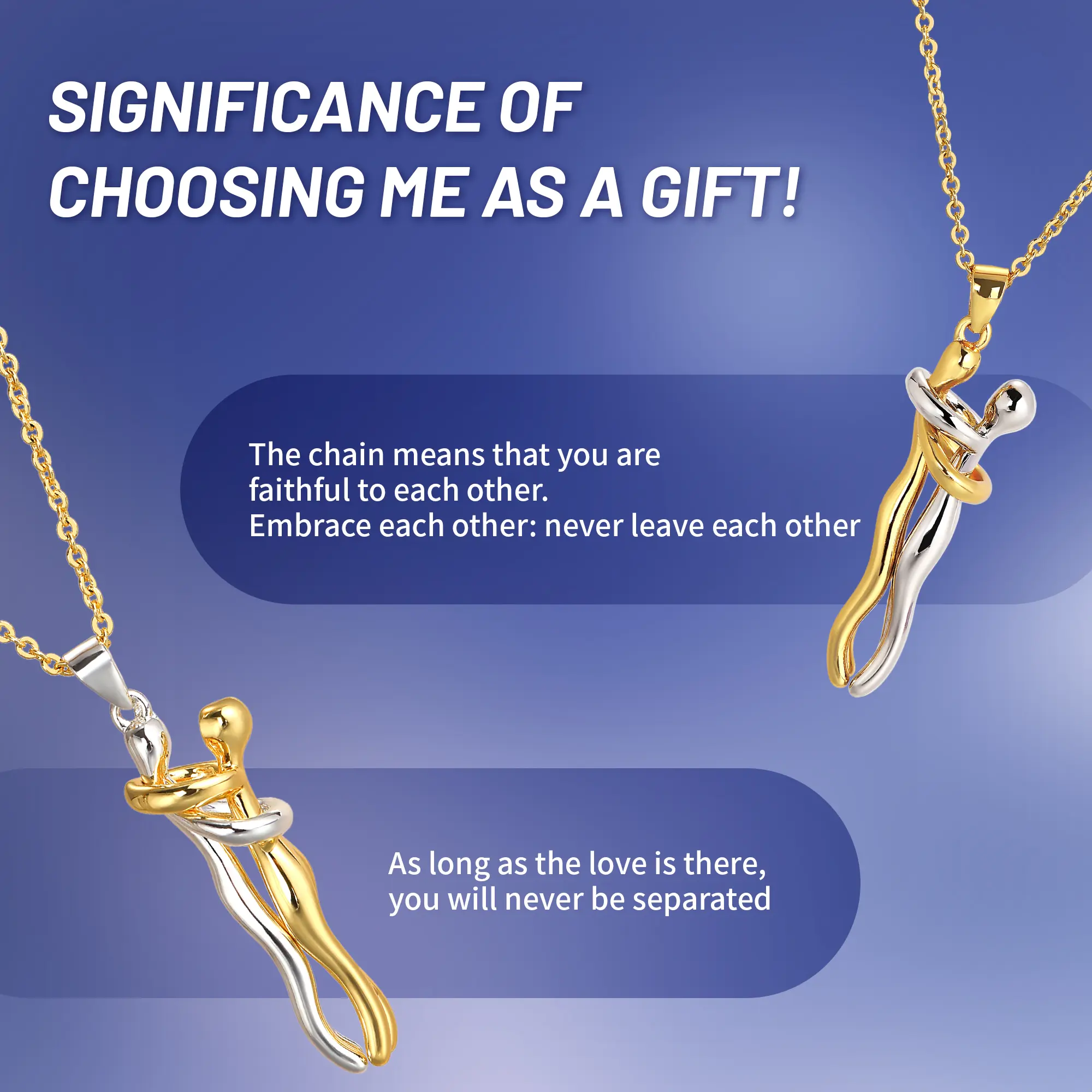 Love Hug Couple Gold/Silver  Necklace Unisex Men Women Hugging Pendant Necklace Jewelry Valentine's Day Gifts for Women Wife Girlfriend