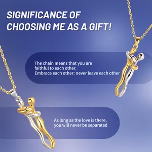 Love Hug Couple Gold/Silver  Necklace Unisex Men Women Hugging Pendant Necklace Jewelry Valentine's Day Gifts for Women Wife Girlfriend