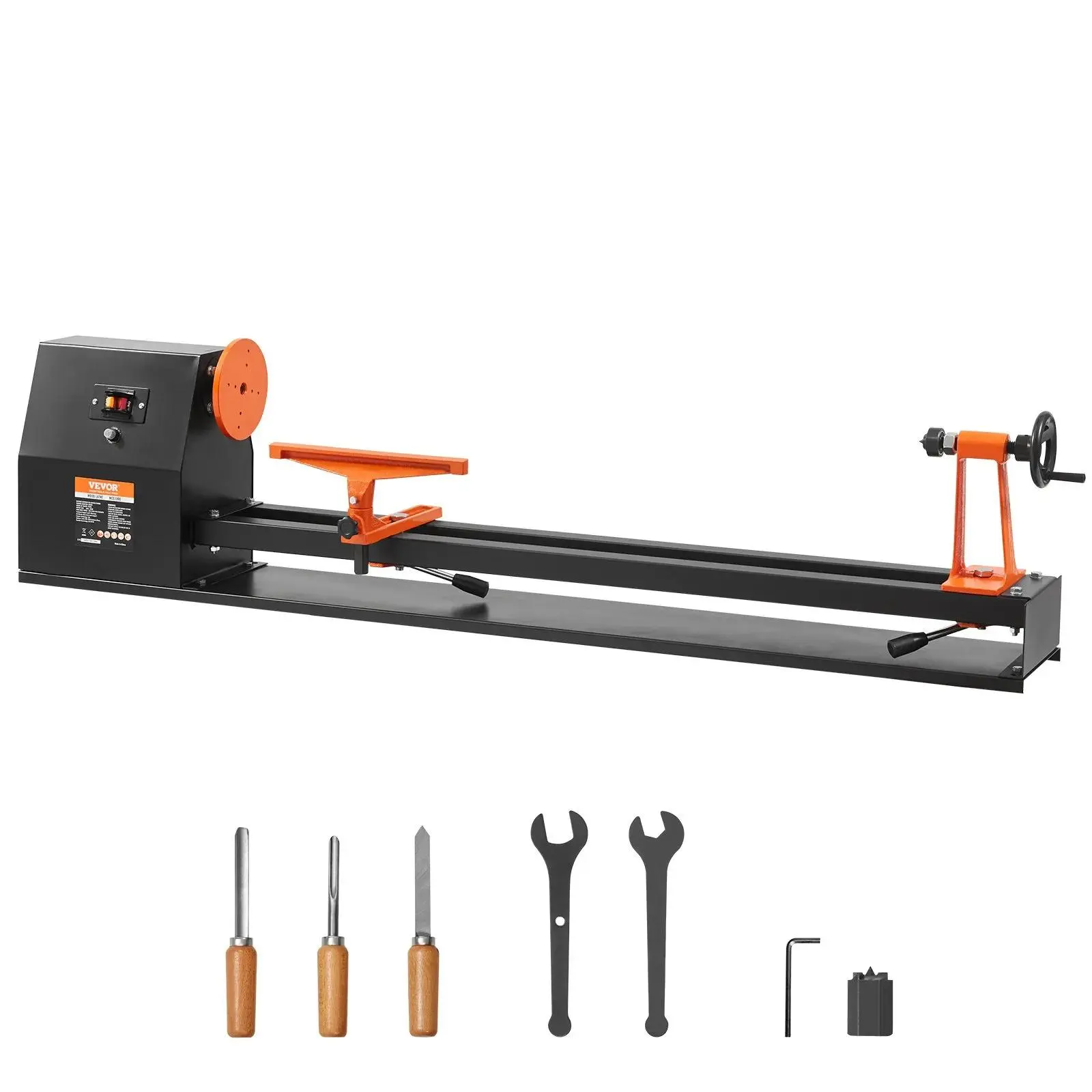 VEVOR 14x40 in Tabletop Wood Lathe, 0.5 HP 370W Motor for Sturdy & Stable Design, 4-Speed Control (885/1245/1715/2425 RPM), Aluminum Alloy Build, W/Chisels, Faceplate, Plastic Handle, Hex Wrench, Ideal for Woodworking Projects, Steady Operation