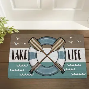 1pc, Lake Life Spring And Summer Nautical Paddle Pattern Rural Cottage Style Welcome Mat, a Soft Mat That Absorbs Water Quickly, Dries Fast, And Is Washable, Suitable for Decorating Doorways, Bathrooms, Dining Rooms, Living Rooms, And Offices
