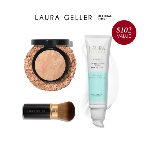 Laura Geller Makeup Made Simple Kit (3PC) - Includes Makeup Brush, Foundation, and Primer