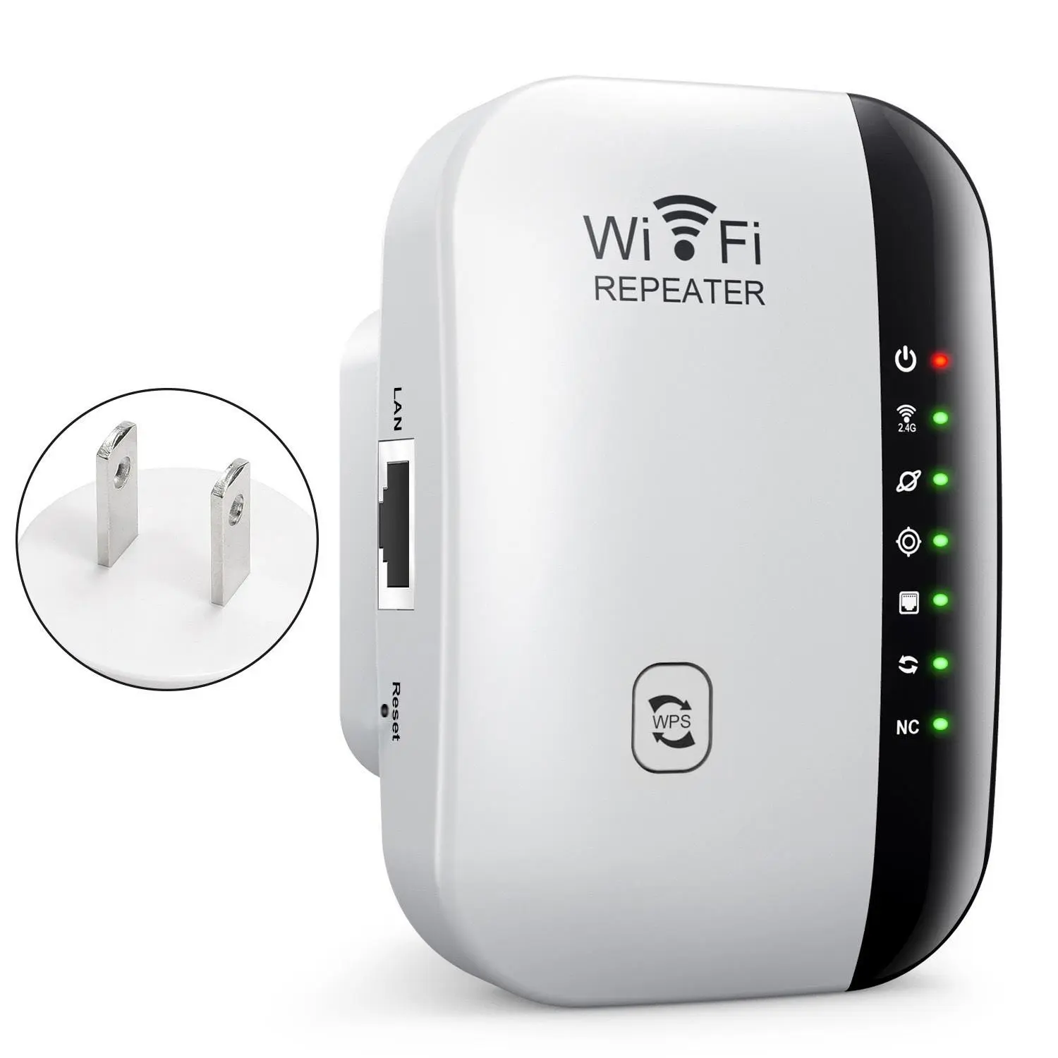 300Mbps WiFi Repeater, Easy Setup Wi-Fi Extender, WiFi Range Extender for Home Office, WiFi Signal Booster Amplifier with 7 Indicator Lights, WiFi Extenders