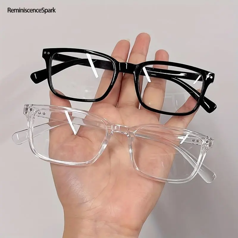 2-Pack Unisex Anti-Blue Light Eyeglasses – Rectangular Full Rim, Clear PC Lenses Non-Prescription, Lightweight Fashion Glasses for Office Work, Study, Computer/TV & Daily Screen Time