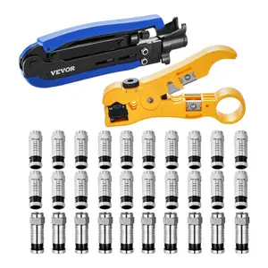 Spring new arrivals Coax Cable Crimper Kit, Coaxial Cable Compression Kit with a Crimping Tool, a Wire Stripper, and 30PCS F-Type RG6 Connector, Compatible with RG6, RG59, RG11 Coax Cable, Lightweight & Portable