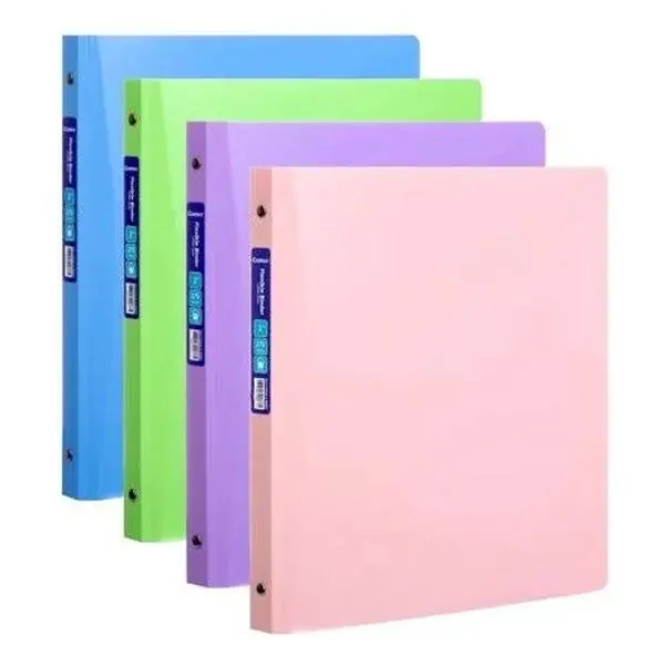 3 Ring Binder 1 inch (4 Pack) Pastel Flexible Binders Round Ring with Pocket, Holds 175 Sheets, for Home and School Supplies in Blue, Purple, Pink and Green