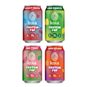 Koia Protein Pop Fizzy Protein Drink - 10g Clear Plant Protein, 2g Sugar, 4g Fiber, 12 Fl Oz (Variety Pack of 12)
