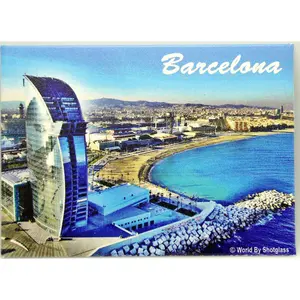Barcelona Spain Panorama Fridge Collector's Souvenir Magnet 2.5 inches X 3.5 inches