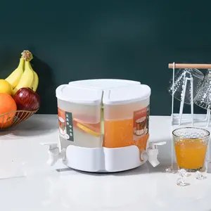 Three-compartment Rotating Water Pitcher with Faucet for Household Juice Cold Drink Lemon Water Beverage Container Drinkware Jugs