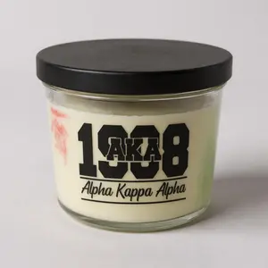 Scented Candle Jar (14.5oz) – Natural Soy Wax Candle Jar with Lid – 35 Hours Burn Time – Ideal for Indoor - (Sorority Alpha Kappa Alpa)