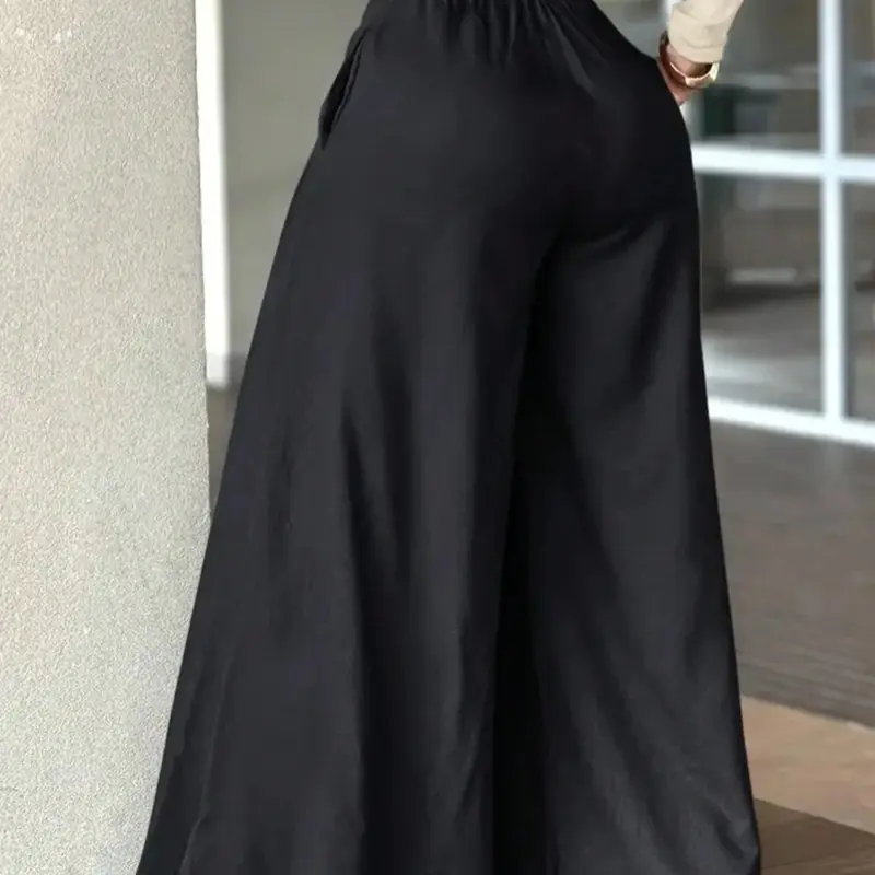 Women's Solid Color Casual Wide Leg, Elegant Simple Design, Comfortable and Stylish, Perfect for Daily Wear, Wide Legged Pants
