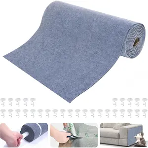 Large   Mat, 118"x15.8" Self-Adhesive Scratch Furniture Protector, Trimmable Wall Climbing Carpet, Couch Protector,  Pad Replacement (Light Gray, 30 Nails)