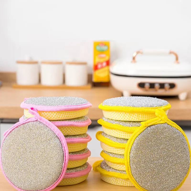 Double Sided Circular Sponge Cleaner Soft Texture Powerful Decontamination For Stove, Range Hood Housework