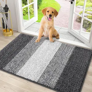 Dog Door Mat for Muddy Paws  Absorbs Moisture and Dirt  Low-Profile Entryway Mat with Non-Slip Backing, Entry Indoor Outdoor Doormat for Inside Floor (30x20 Inches, Grey)