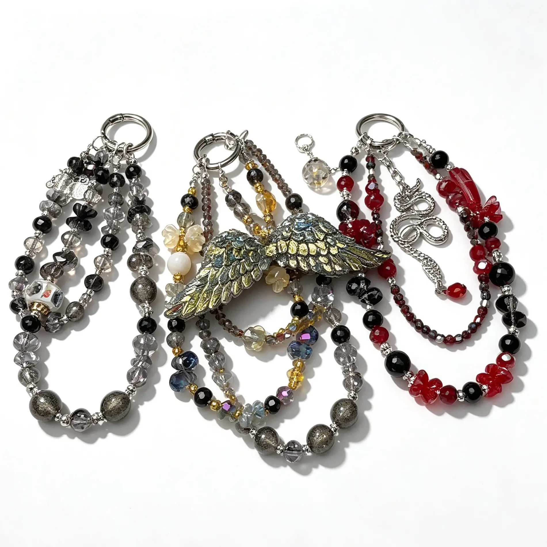 Handcrafted Beaded Crystal Phone Charm, DIY Handmade Phone Hanging Strap, Unique Mobile Phone Pendant, Craft Accessory