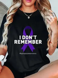 100% Cotton Epilepsy Awareness I DON'T REMEMBER Graphic Printed T-Shirt