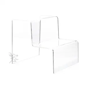 Acrylic 2-Step Stair Display Riser Stand for Figurines, Decorations, Organizer - Large