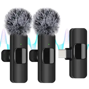 Wireless Lavalier Microphone, USB Rechargeable Wireless Microphone, Live Streaming Mic, Noise Reduction Microphone for Video Recording, Interview, Podcast, Vlog, Audio