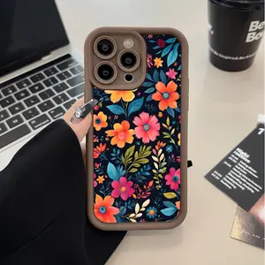 Phone case for iPhone 16 Pro Max 15 Plus 14 13 12 11 XR XS Flower Pattern Anti-Scratch Shockproof TPU Bumper Drop-proof Smartphone Cover Gift For Girls and Women