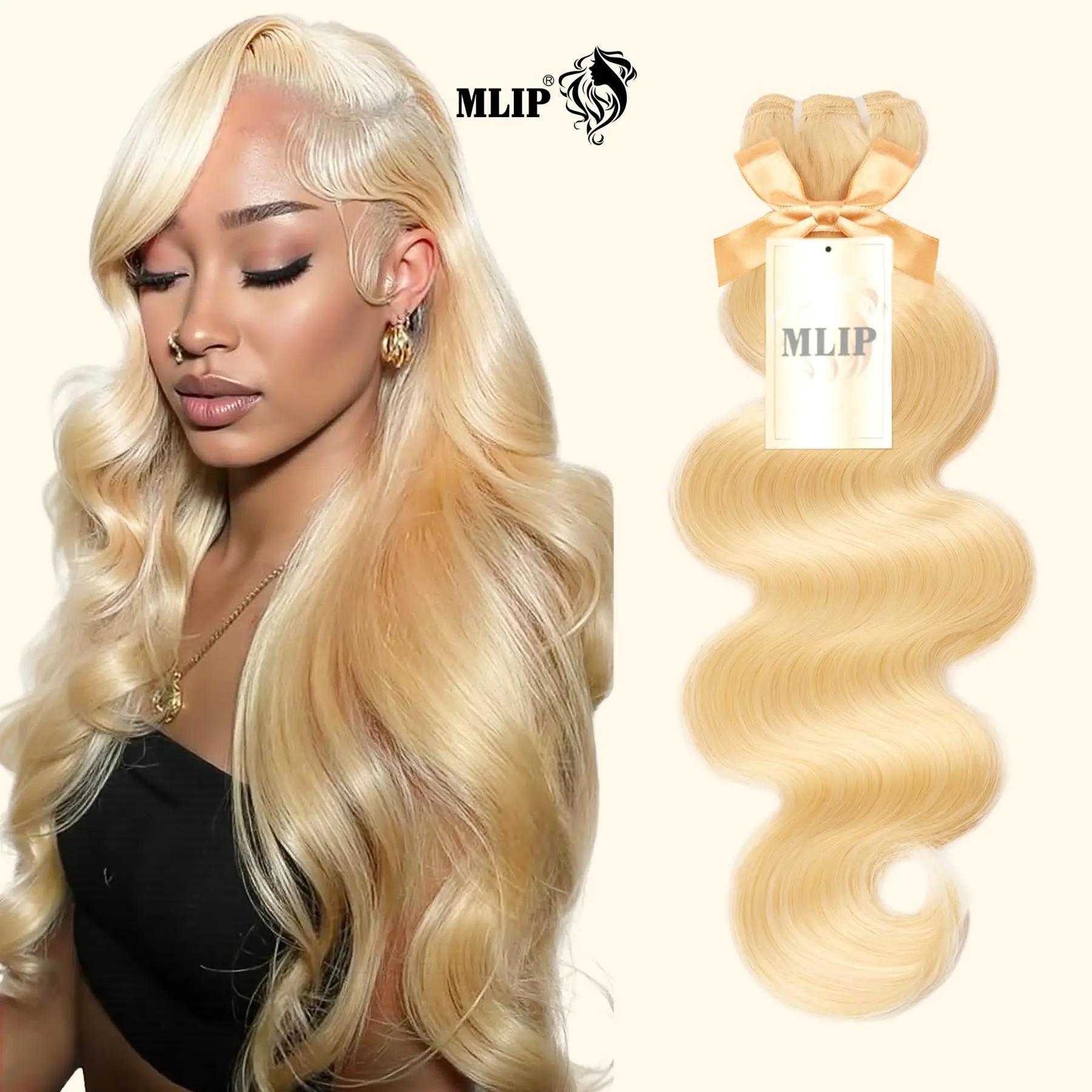 MLIP 15A Raw Remy Indian Virgin Hair Extensions - 613 Blonde Body Wave Sew-In Bundles, Curly Pieces for Styling, Extensions Hair, Spring Glowup, Summer Vibes, Raw Remy Hair Human Hair Wave Human Hair Weave