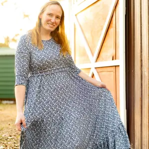 Navy Blooms Tiered Nursing Friendly Dress