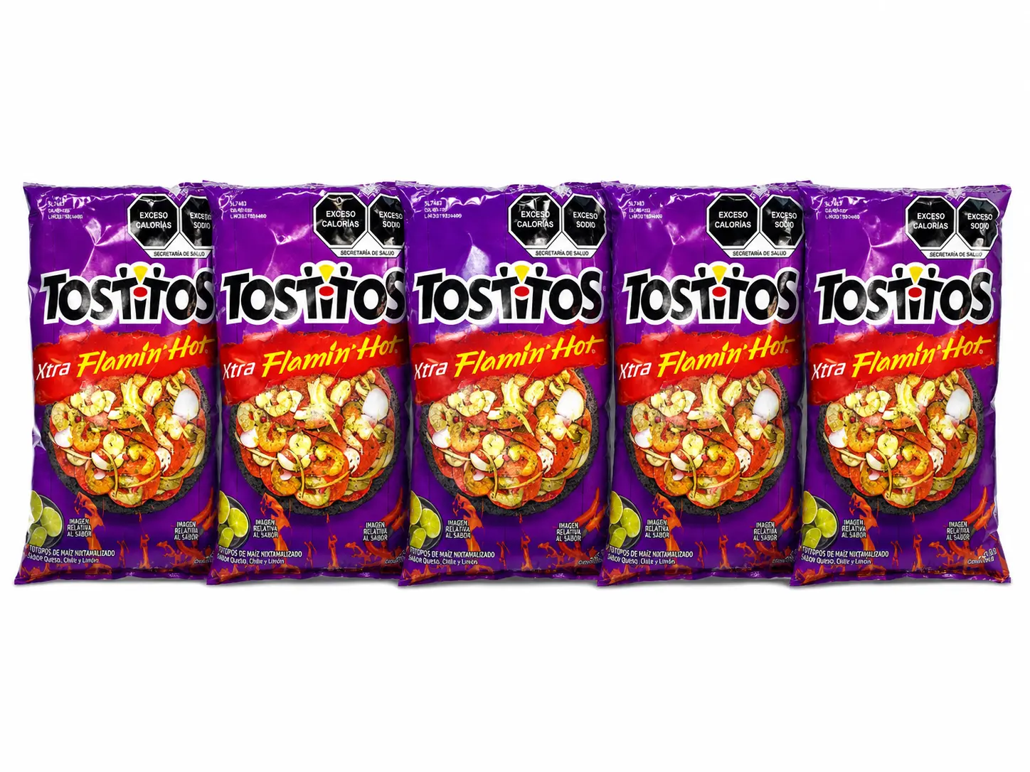 Pack- 5 Tostitos xtra Flamin' Hot Mexican Chips -58 Gramos