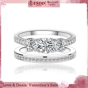 【#281 Trilogy】Plum blossom Round Cut Synthetic Moissanite 3 Stone Engagement Rings 1.1ct D Color VVS1 Round Cut 925 Sterling Silver Anniversary Wedding Promise Ring for Women