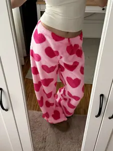 Women's Casual Heart Pattern Pants, Comfortable Street Style, Fitted Design, Versatile Natural Texture, Outdoor City Wear, Casual Fashion Pants