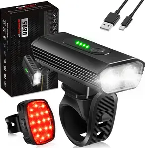 Headlight Rechargeable USB-C, Bicycle Lights 4000LM Ultra Bright, Mountain  Light Set for Night Riding, 6+5 Mode  Front  Light & Rear Light for Road, Cycling