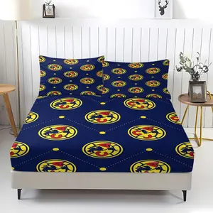 Club América Emblem Theme Fitted Sheet,Colorfast,Including 1 Bed Sheet and 2 Pillowcases,The Non Slip Dust Cover is Suitable for Teenagers and Adults Bedrooms and Guest Rooms,Suitable for Personal Use or as a Gift Bedding Set
