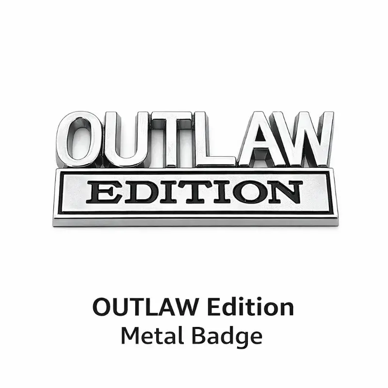 OUTLAW Edition 3D Aluminum Metal Car Badge, Car Stickers Decals, Auto Emblem Sticker for Fender, Trunk, Hood Exterior Decoration, Car Decorative Sticker, Vehicle Exterior Decoration