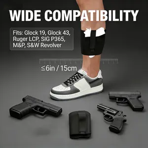 Comfortable & Snug Neoprene Ankle Holster with Padding - Concealed Carry, Magazine Pouch & Secure Strap Suitable for Men and Women - Fits Small to Medium-Sized Firearms, Super Elastic, Ideal for Concealed Pistols and Revolvers