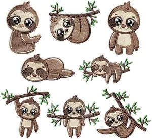 8 Pcs Cute Sloth Embroidered Patches Cartoon Sleepy Bear Sew Iron on Applique Repair Embroidery Patch Funny Animal Kidcore Aesthetic DIY Crafts Gifts for Kids Clothing Jacket Backpack Hat Decorations