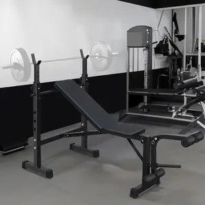Olympic Weight Bench Press Set with Squat Rack and Bench for Home Gym Full Body Workout Black