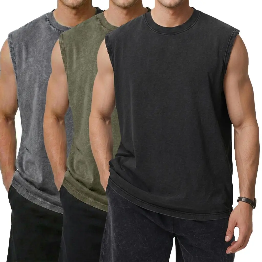 HOMUG Men Quick Dry Sleeveless Muscle Tank Tops Fitness Gym Running Beach Sports Training T-Shirt Set, 3 Pieces