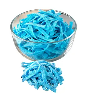 9" Blue Raspberry Sour Belts | 16 oz (1 LB)  Gelatin-Free - Bulk Candy - By Dorval