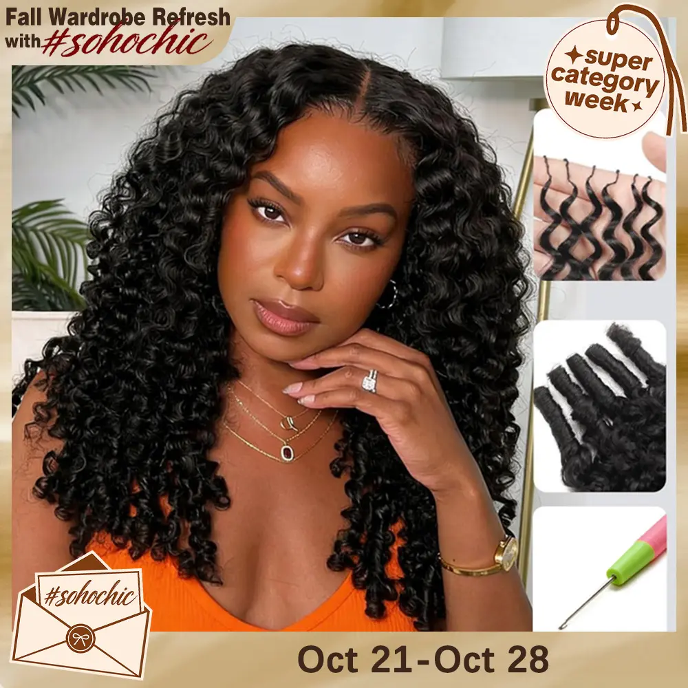 [Cheapest] Mamushow Feather Crochet Human Hair Bundles for Miracle Knots Human Hair Burmese Curly Pre-Separated 50g/Pack Reusable Invisible 100% Virgin Human Hair Crochet Extensions Natural Black #tiktokshopstockup#SohoChic
