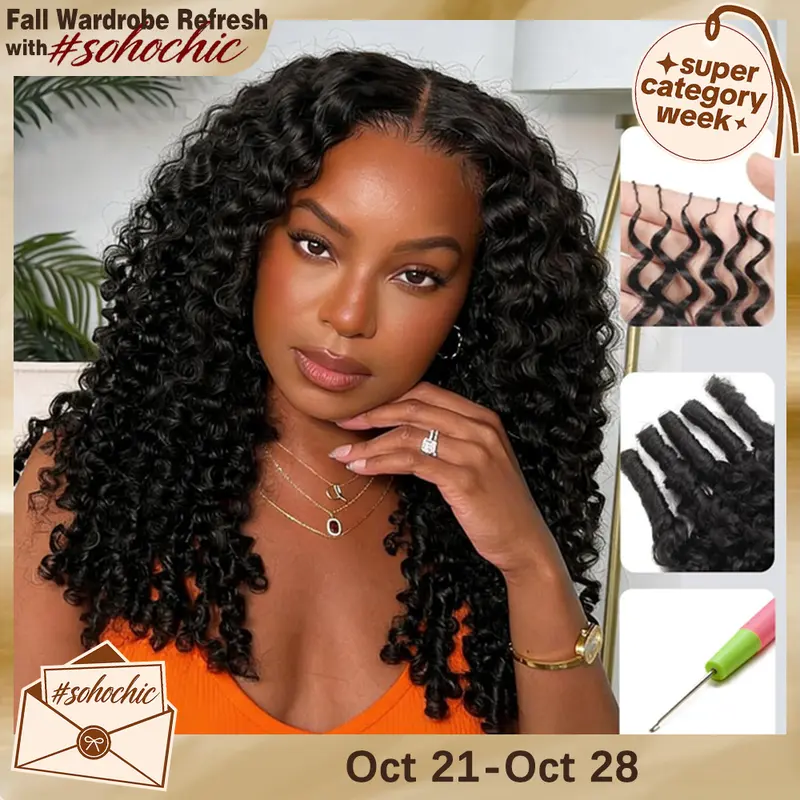 [Cheapest] Mamushow Feather Crochet Human Hair Bundles for Miracle Knots Human Hair Burmese Curly Pre-Separated 50g/Pack Reusable Invisible 100% Virgin Human Hair Crochet Extensions Natural Black #tiktokshopstockup#SohoChic
