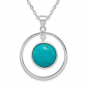 Sterling Silver Circle Turquoise Pendant