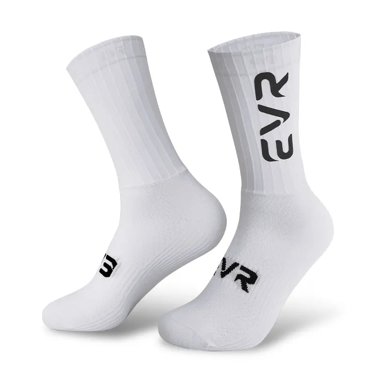 EVR Unisex Adult Nylon Mid-Calf Biking Socks - Non-Slip, Breathable, Gradient Pressure, Second Skin Feel, Reflective Logos, Elastane-Polyester, Seamlessly Woven, Secure, Stable Arch, All-Seasons Road Cycling Equipment (905 Socks)