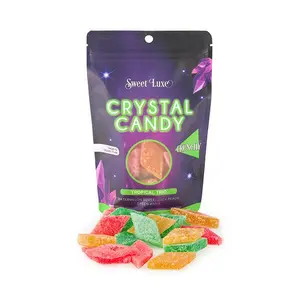 Sweet Luxe Tropical Trio Crystal Candy – ASMR Crunch Experience (4 oz) | Watermelon, Peach & Green Apple Flavors | Crunchy Shell + Jelly Center | Viral Gemstone Candy | Gluten-Free & Vegan