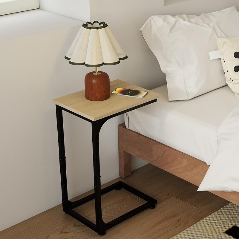C Shaped End Table, Under Couch Slider, Small Wood Sofa Side Table, Bedside for Laptop, Computer, TV Dinner, Recliner Tray - Trending Living Room Must-Have, Cozy, Side Table for Couch Slide Under, Modern Nightstand,   for Living Room, Bedroom