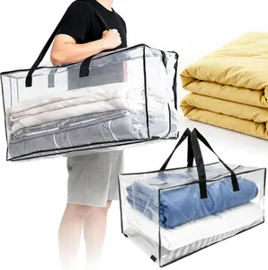 RAINFLOW Extra Large Moving Bag – Heavy Duty Clear Storage Tote with Zipper & Strong Handles