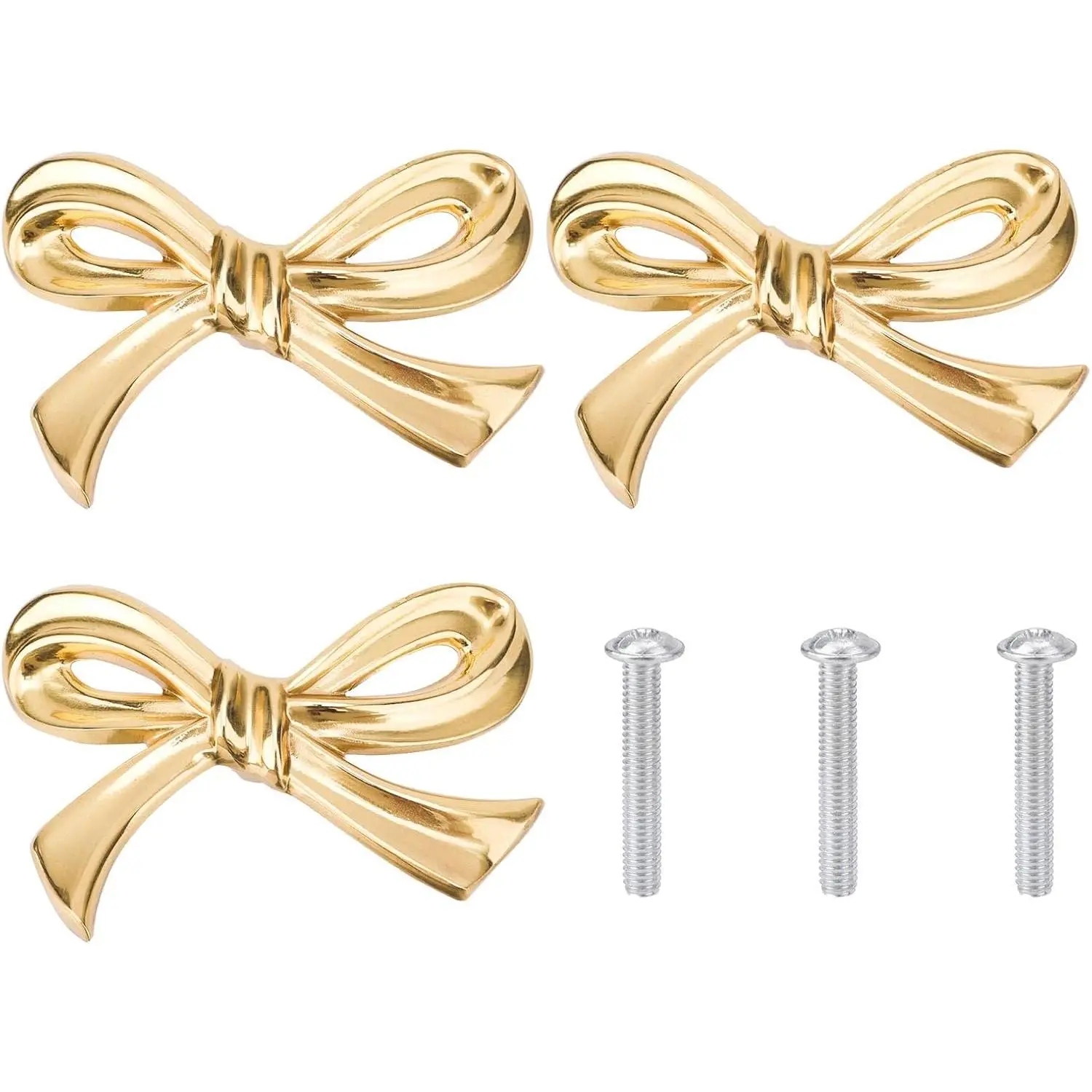 Bow Shape Cabinets Knobs, Brass Vintage Gold Cabinet Pulls Decorative Bow Dresser Handle for Home Kitchen Dresser Cupboard Wardrobe Drawer Pulls