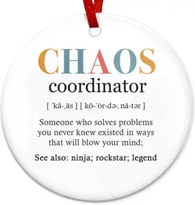 Coworker Gifts Birthday, Christmas, Thanksgiving Gifts for Her, Chaos Coordinator, Boss Lady, Friend, Appreciation, Inspiration Gifts, Friendship, Christmas Decorations Ceramic Ornaments
