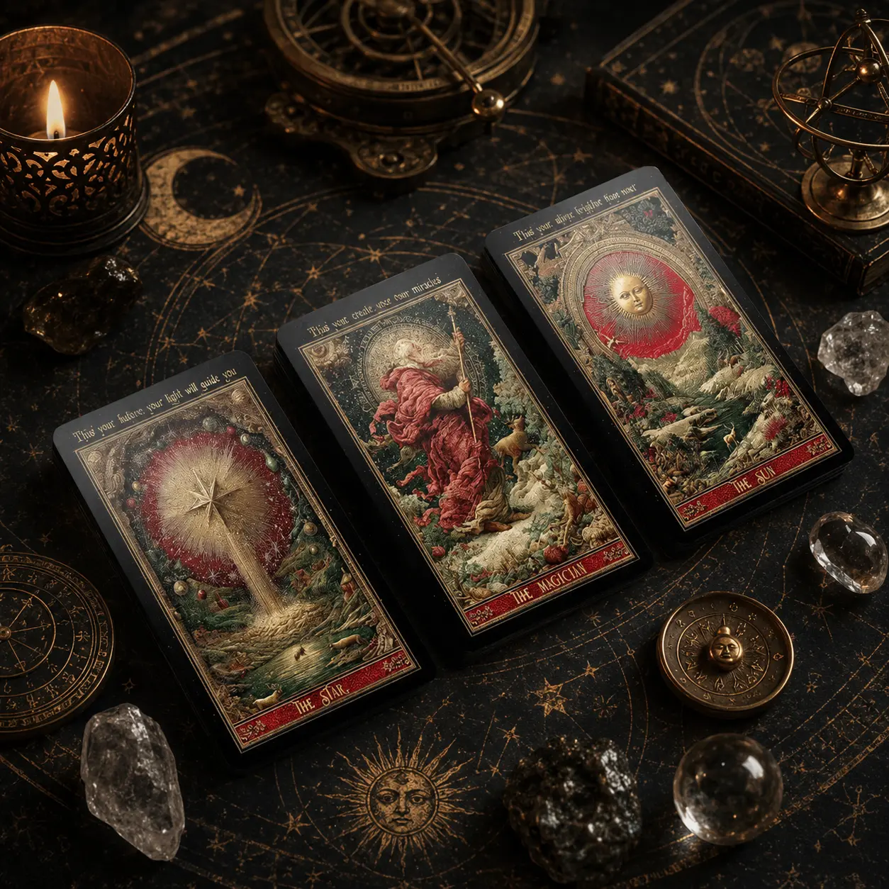 Solstice Christmas Tarot Deck, 78 Cards with Vintage Winter Artwork for Beginners