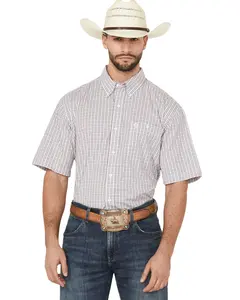 Wrangler Men's George Strait By Men'S Plaid Print Short Sleeve - 112365411