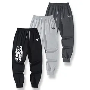 Men's Comfort-Focused Tapered Streetwear Joggers, Featuring Unique "SUPER WISDOM" Graphic, Scattered Constellation Pattern for Everyday Effortless Style Workout Casual Baggy