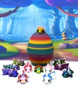 12pcs 3D Printed Articulated Mini Axolotl with Egg, Colorful Fidget Mini Axolotl Figures, Tiny Animal Figures, Birthday Party Decorations  Stress Relief Toys