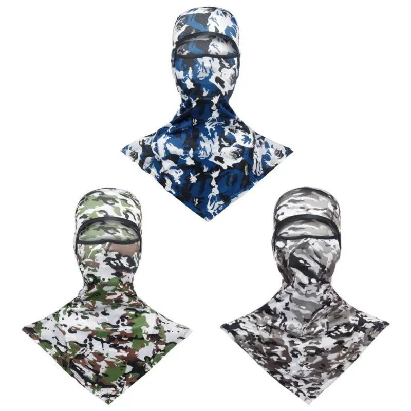 3pcs Camouflage Balaclava Face Mask, UV Protection Breathable Neck Gaiter, Outdoor Cycling Fishing Hiking Construction Work Sun Protection Head Cover for Men Women