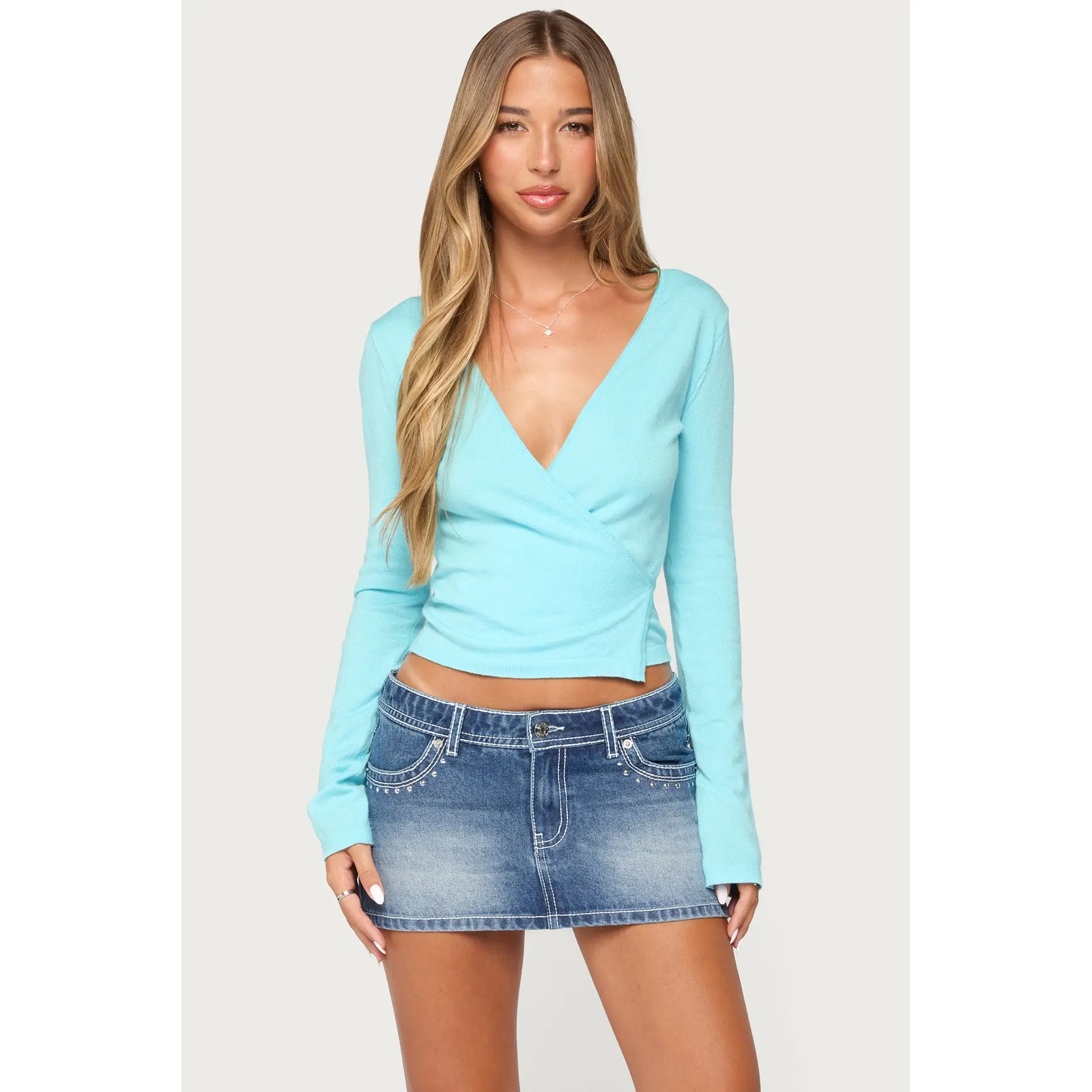Belka Long Sleeve Knit Wrap Top